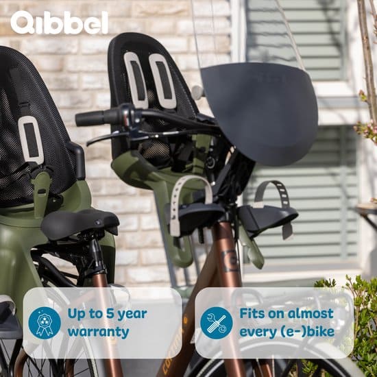 Qibbel Air Fietsstoeltje Voor - Midnight Black - Stuurpenbevestiging - Voorzitje - Fietszitje - Stuur