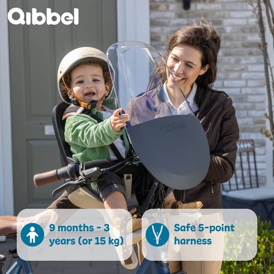 Qibbel Air Fietsstoeltje Voor - Midnight Black - Stuurpenbevestiging - Voorzitje - Fietszitje - Stuur