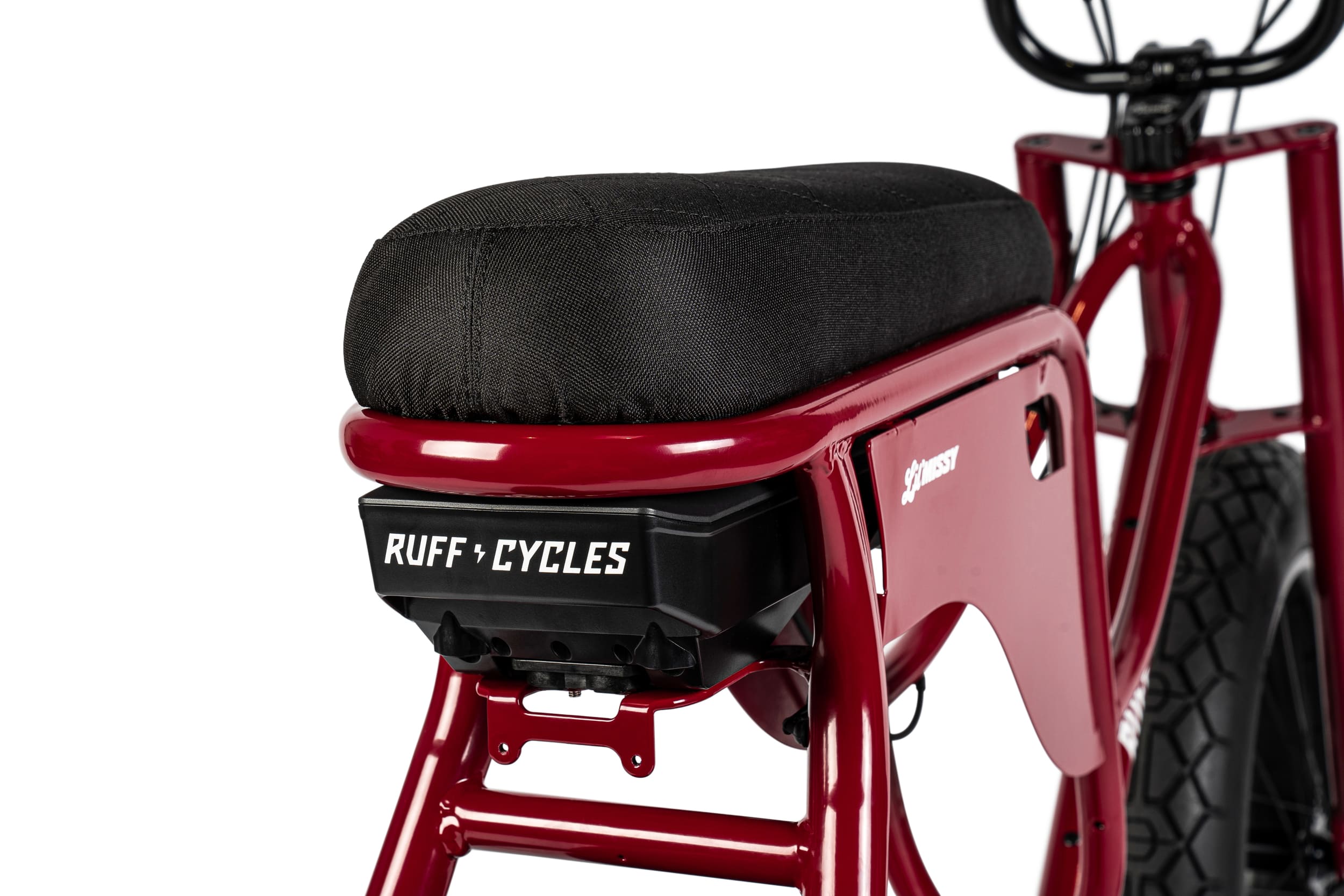elektrische fatbike van ruff cycles lil missy in de kleur kissy red 500wh 7