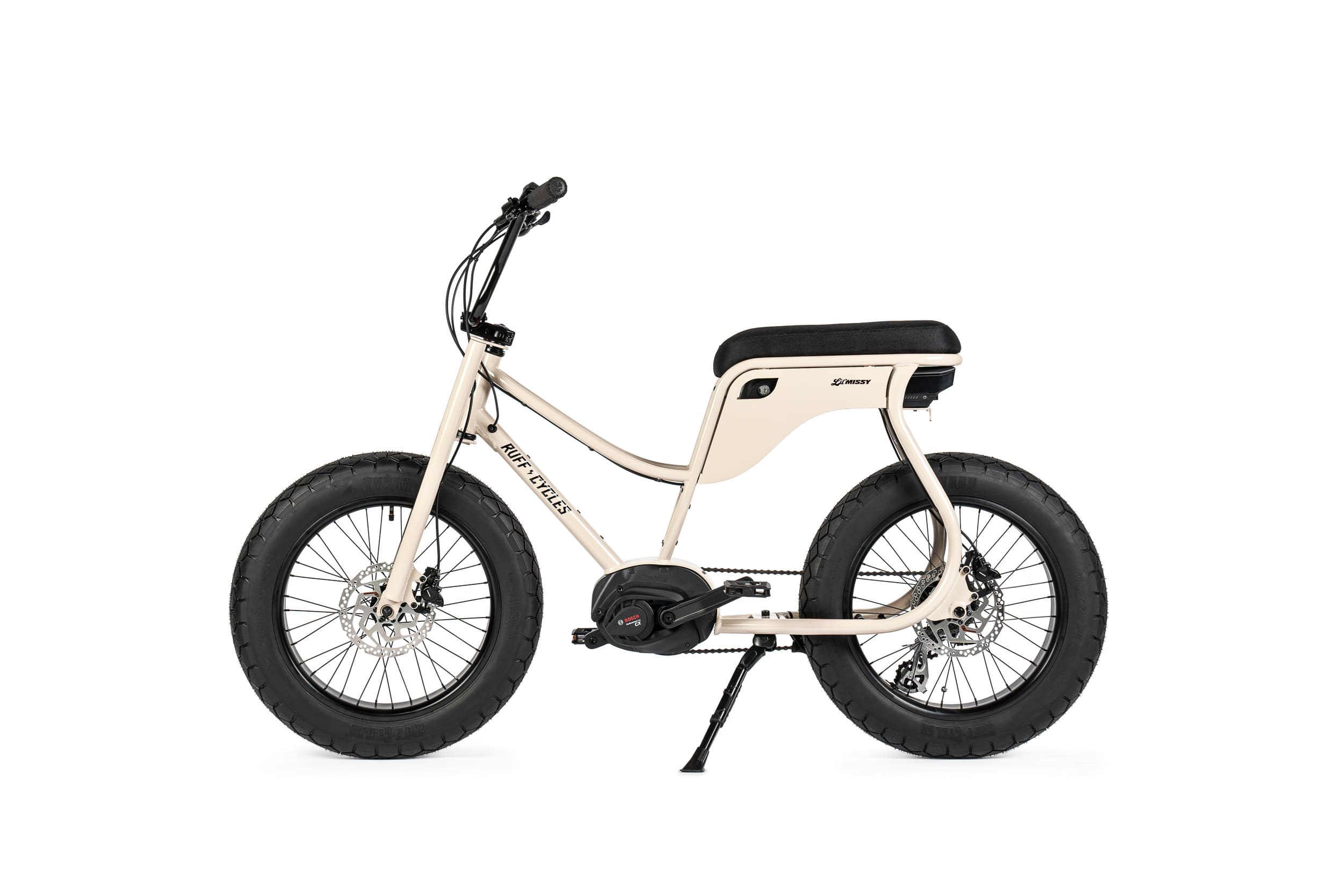 Ruff Cycles Lil Missy elektrische fatbike inde kleur Nude Beige met 500wh accu. 2