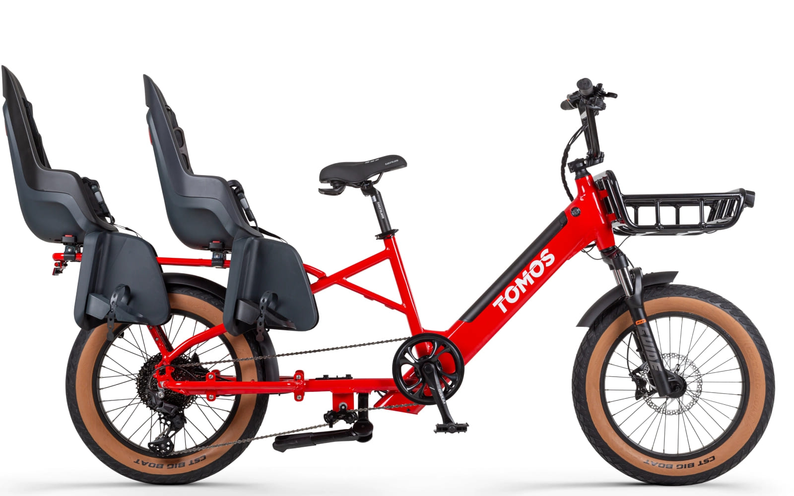 TOMOS E-Cargo Fat 2 Longtail Elektrische Fatbike Rood met kinderzitje(1)
