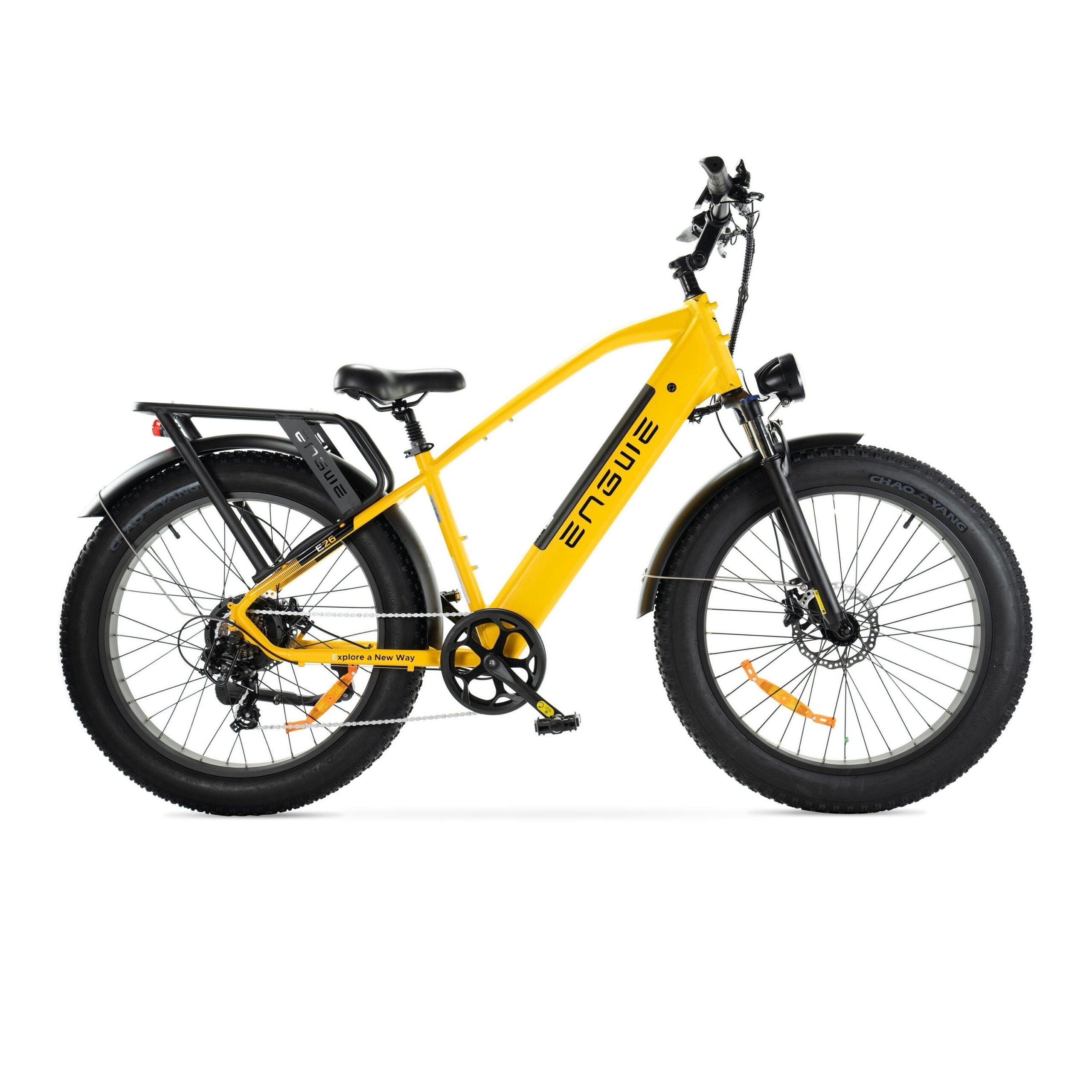 gele Engwe E26 elektrische fatbike met hoge instap in de kleur geel