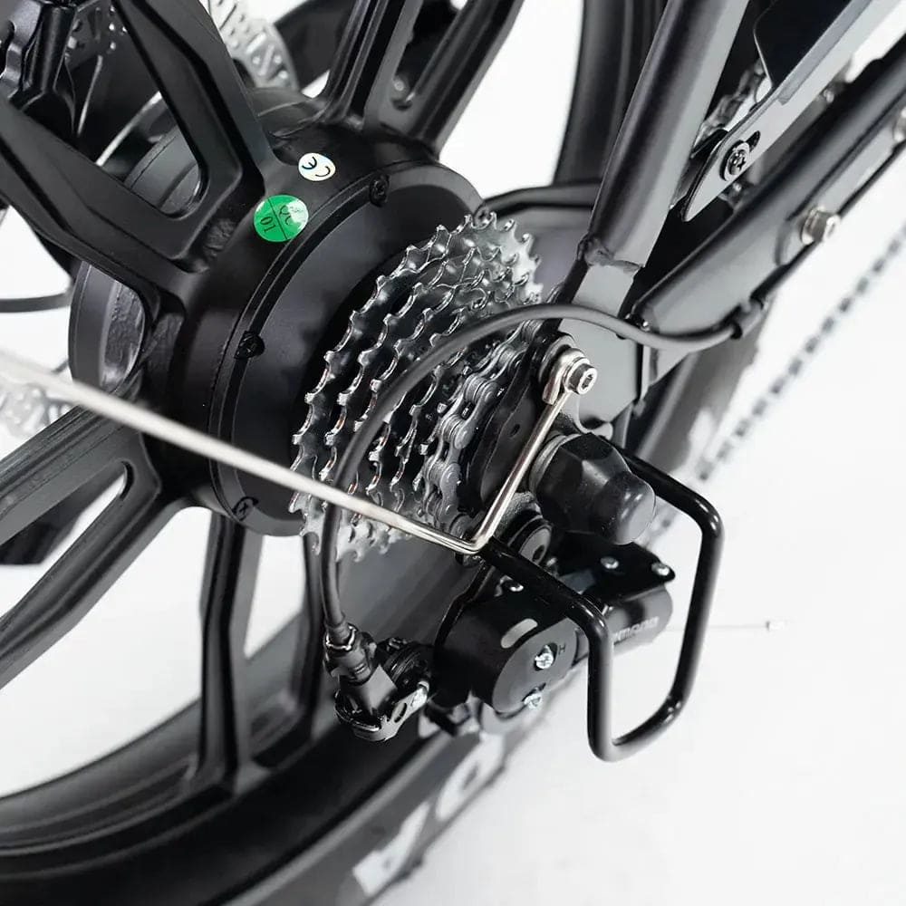 OUXI H9 - Zwart - Fatbike - Zwart - 250W - Gratis Voorrekje + Voetsteuntjes - Dubbele Vering