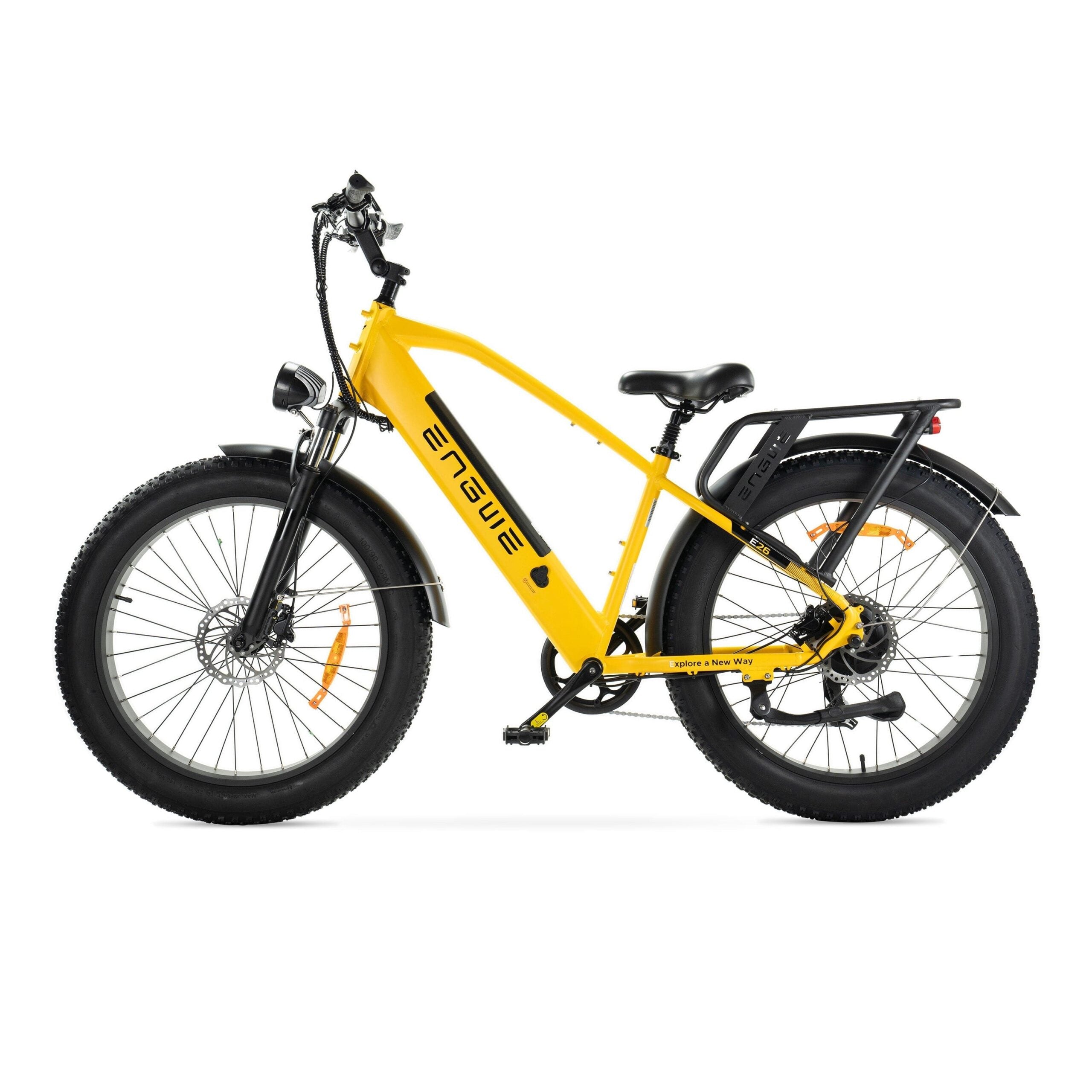 gele Engwe E26 elektrische fatbike met hoge instap in de kleur geel