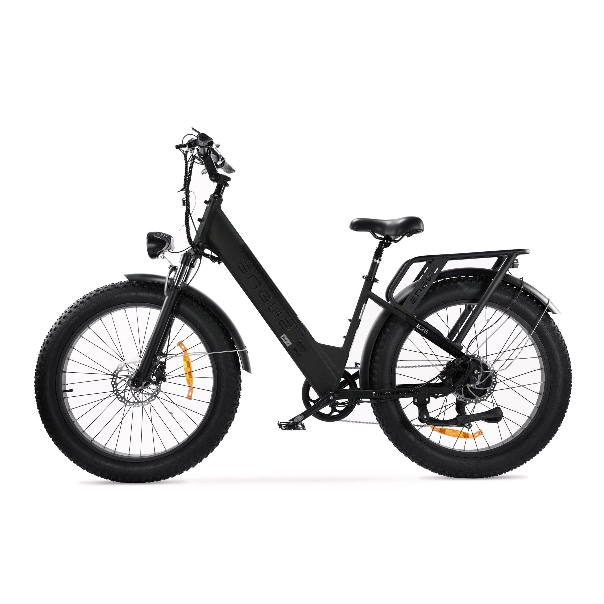 Zwarte Engwe e26 elektrische fatbike met lage instap frame