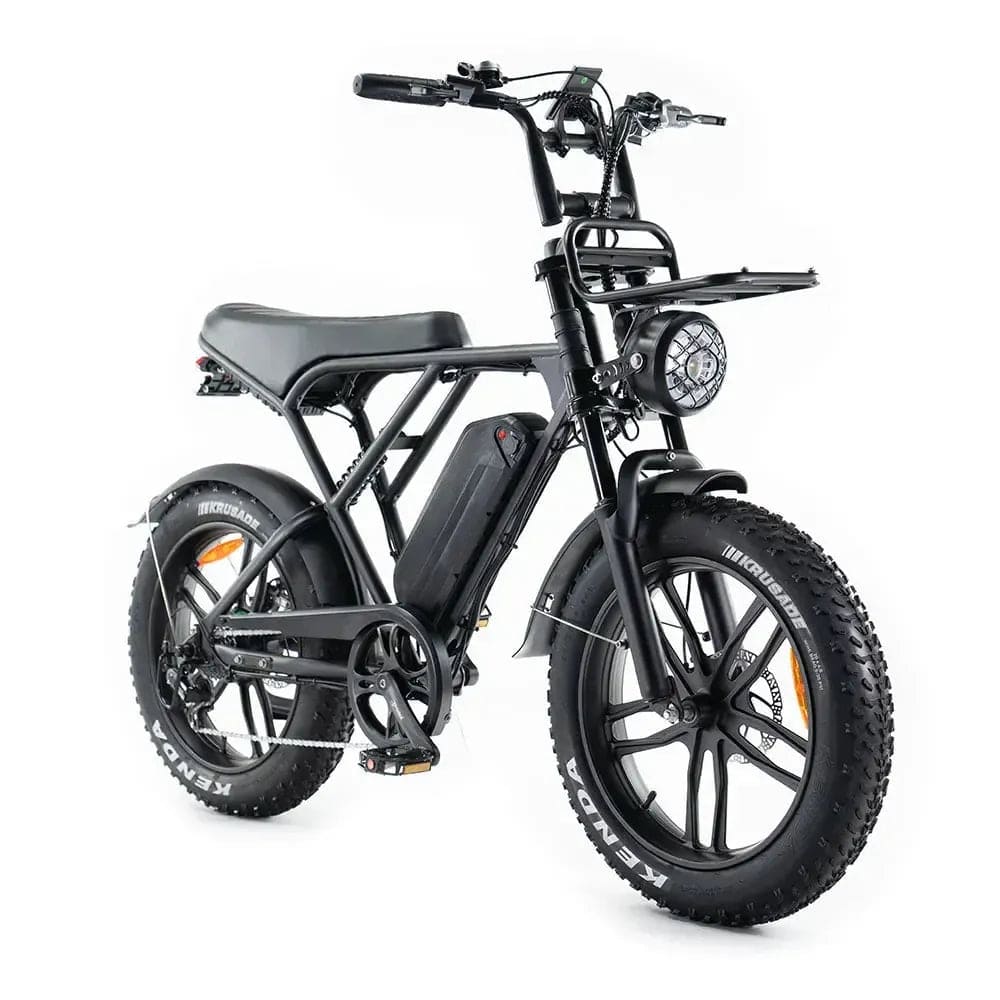 OUXI H9 - Zwart - Fatbike - Zwart - 250W - Gratis Voorrekje + Voetsteuntjes - Dubbele Vering