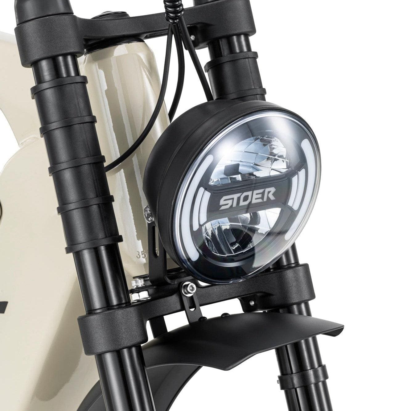 koplamp Stoer bikes elektrische fatbike in de kleur taupe