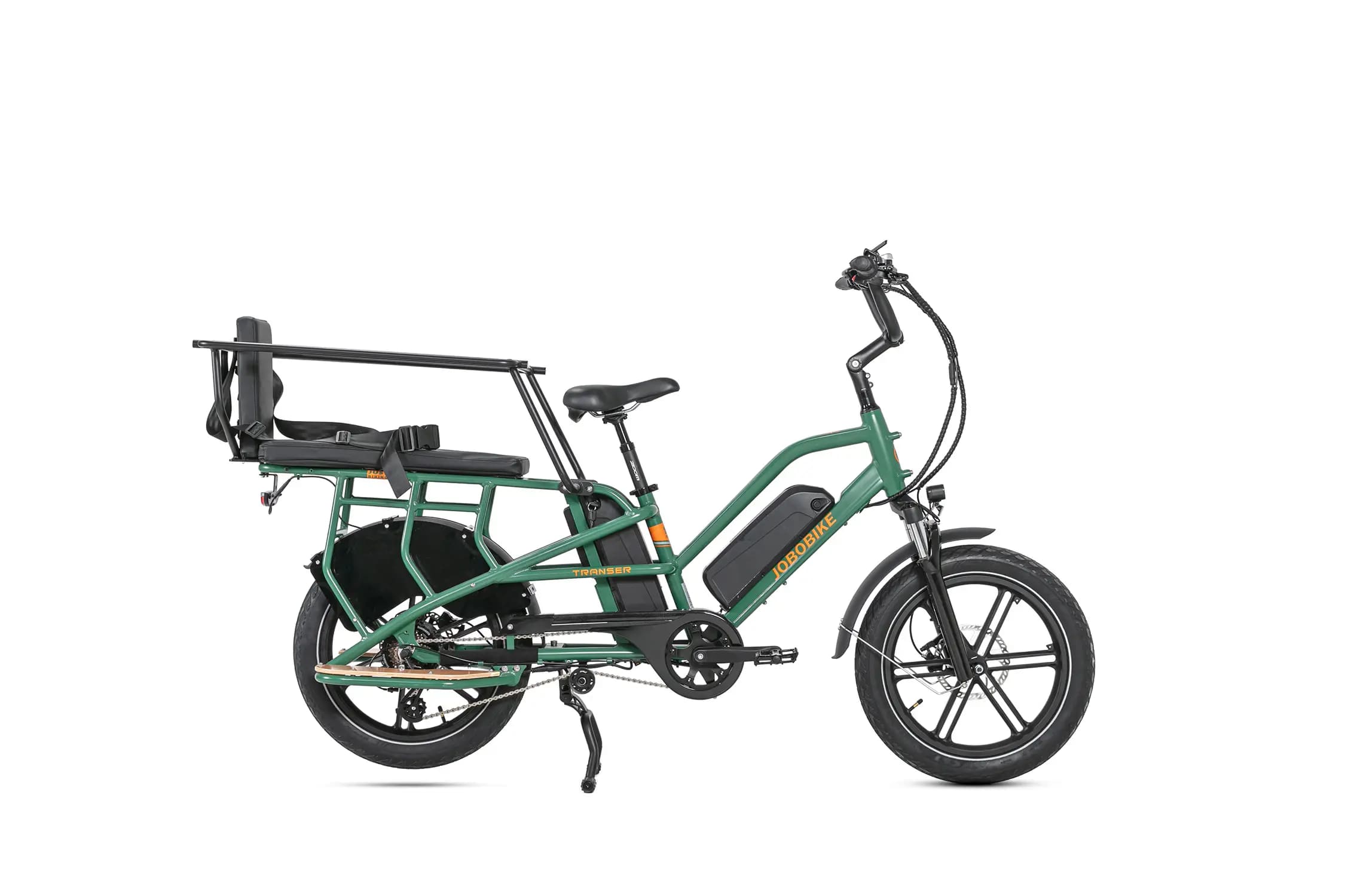 jobobike transer longtail fatbike e-bike zilver grijs met stoeltje