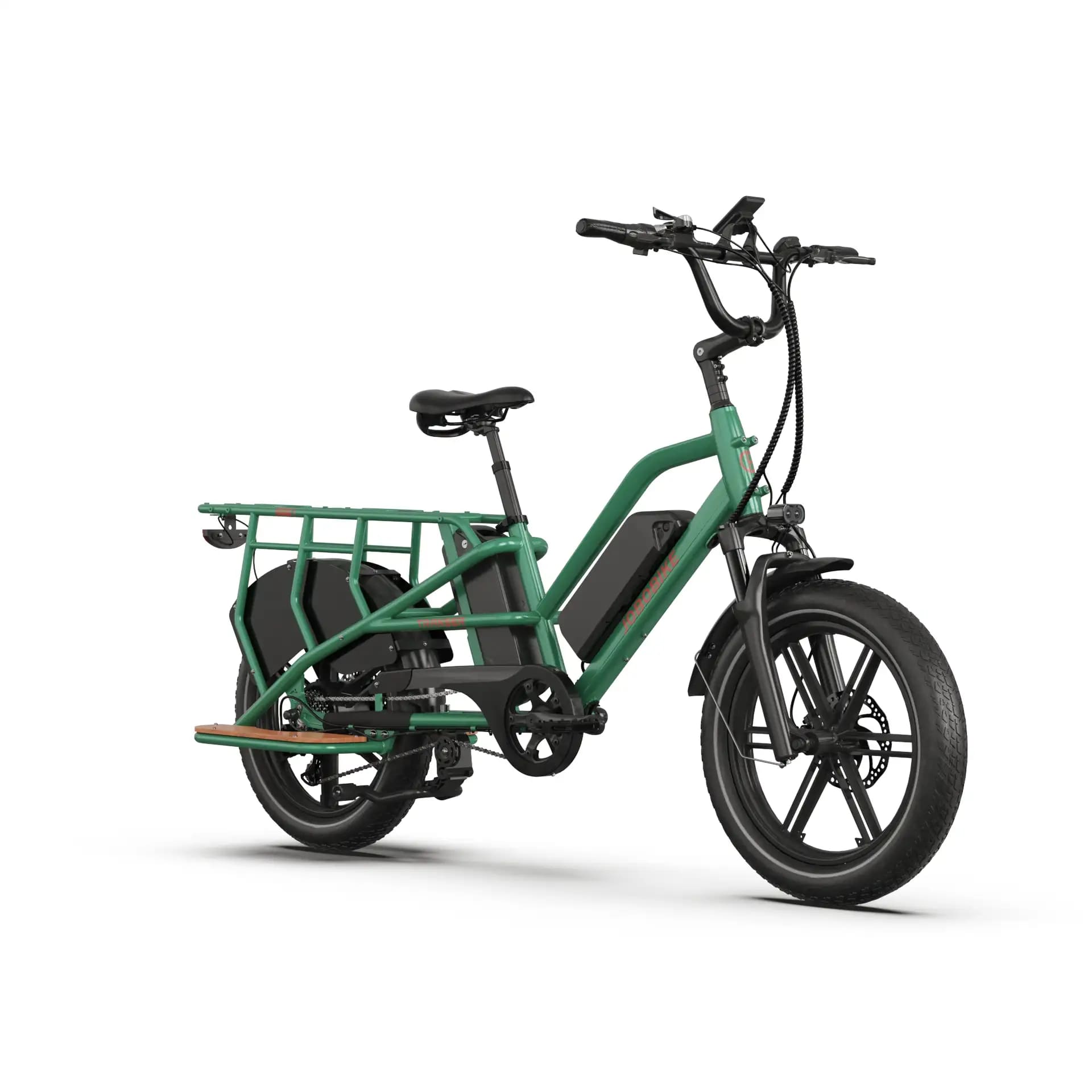 jobobike transer longtail fatbike cargo bike groen met dubbele accu