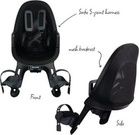 Qibbel Air Fietsstoeltje Voor - Midnight Black - Stuurpenbevestiging - Voorzitje - Fietszitje - Stuur