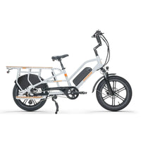 jobobike transer longtail fatbike cargo bike zilver wit met enkele accu